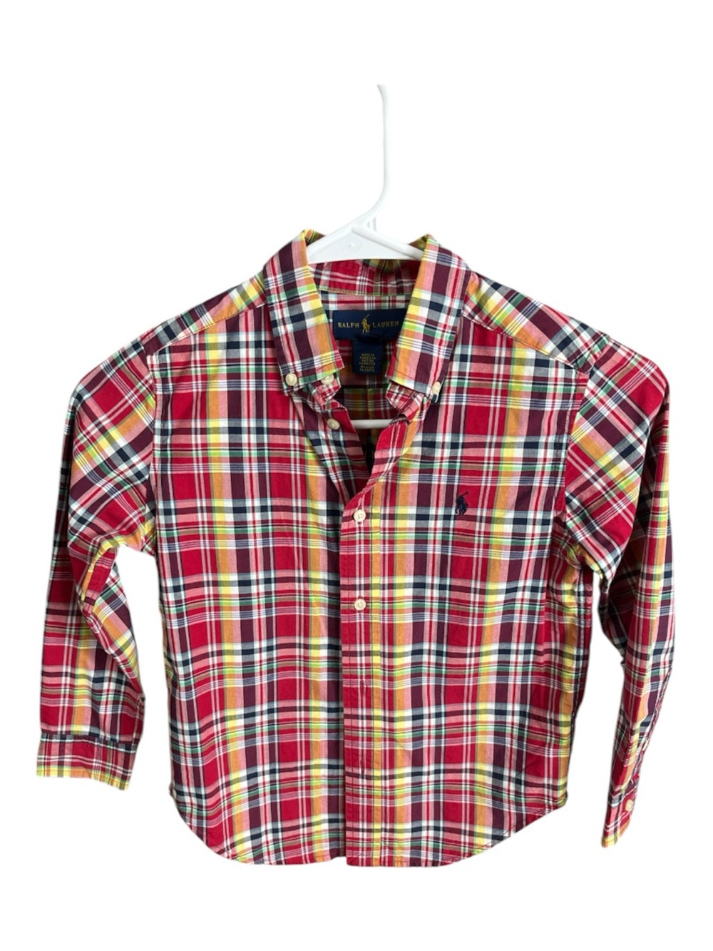 Polo Ralph Lauren Boys Multicolor Plaid Button Down Dress Shirt Red - Size 5